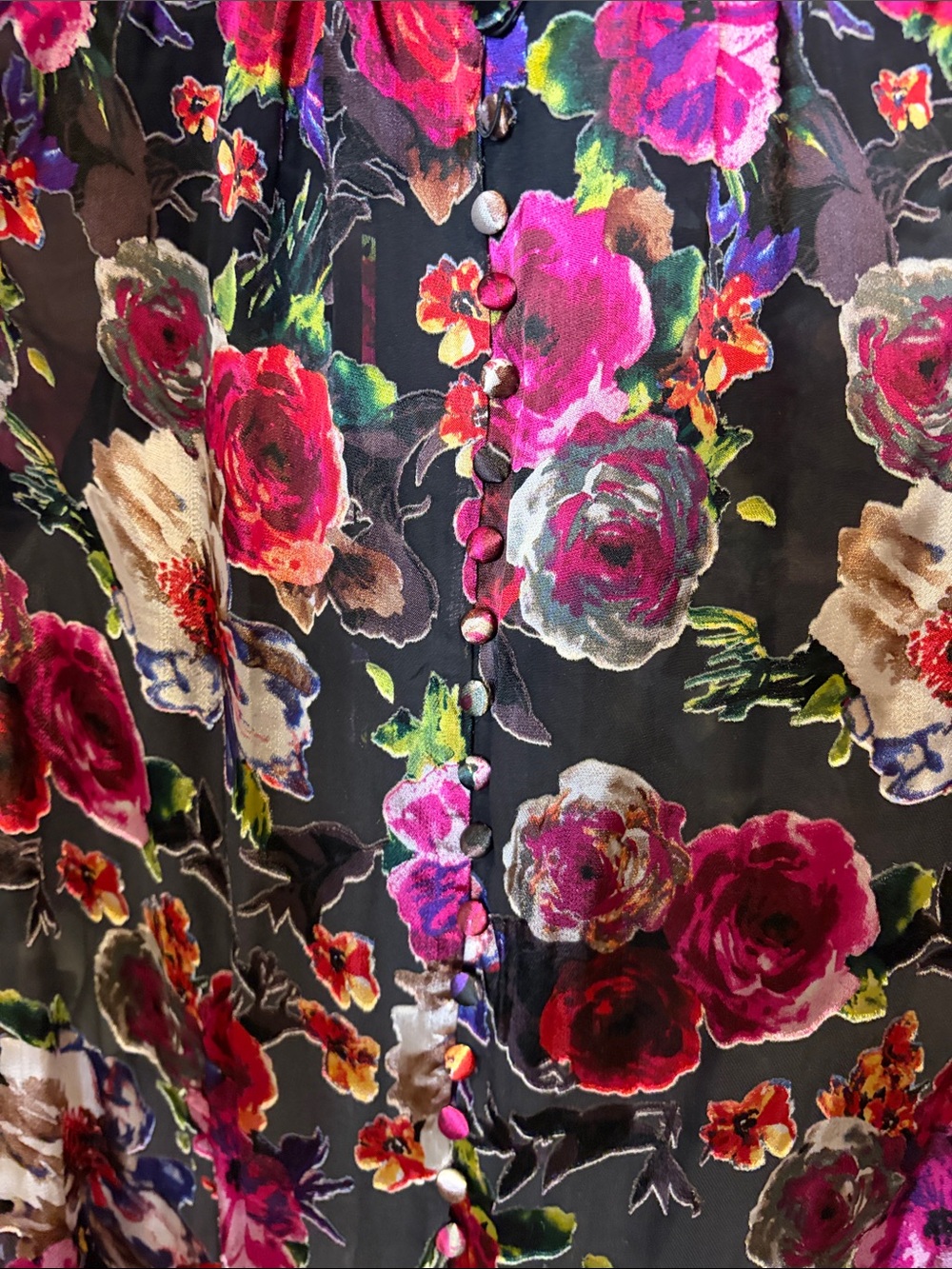 Alice + Olivia Brentley Floral Tie-Neck Silk Blend Blouse  Size Large Whimsigoth - Picture 8 of 16